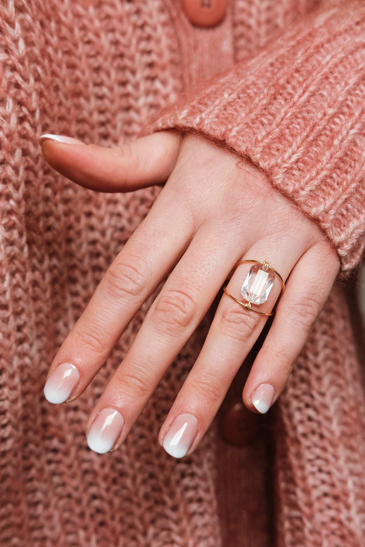 Bague rectangulaire en cristal ‘Quartz’