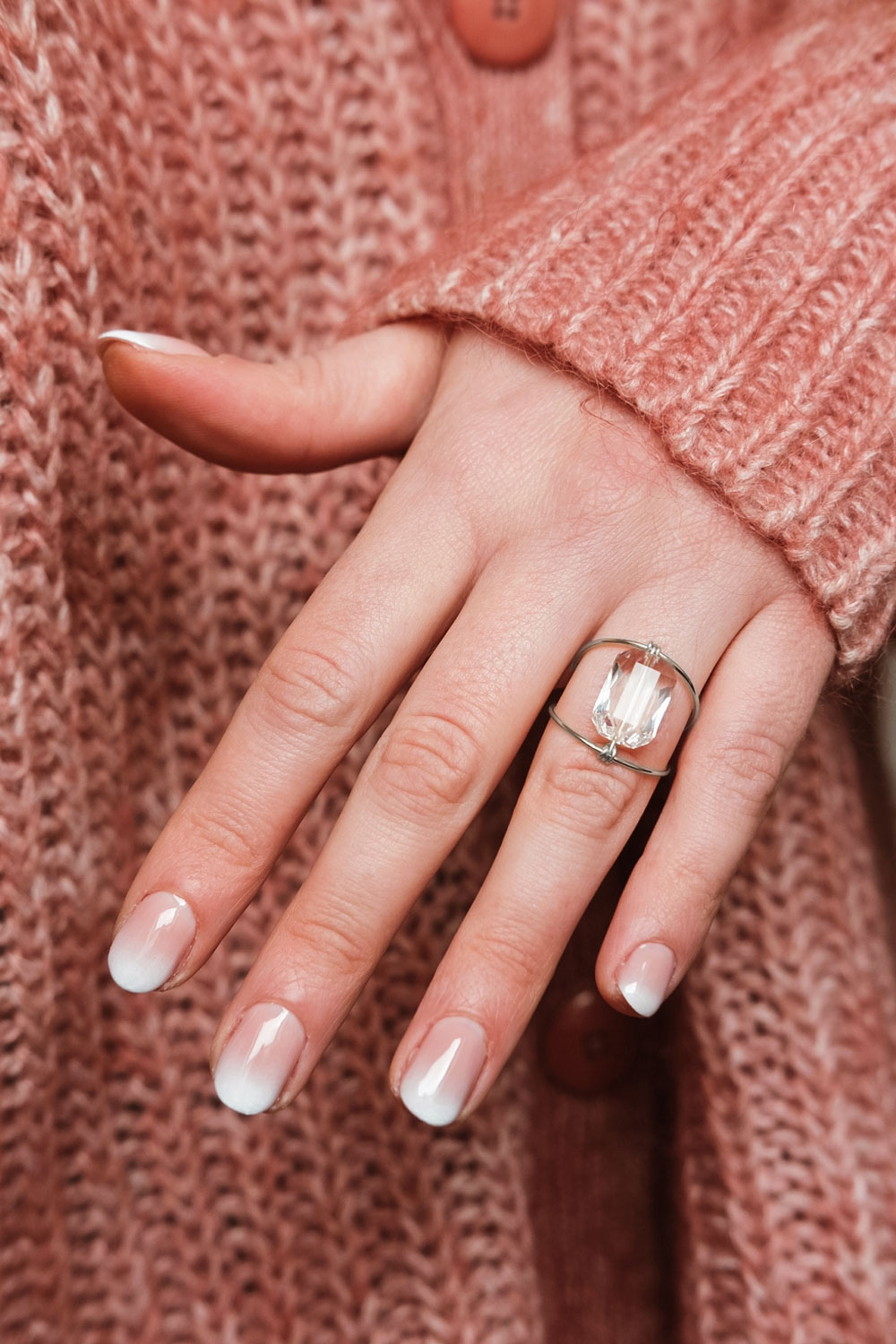 Bague rectangulaire en cristal ‘Quartz’